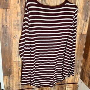 Old Navy Maroon and White Long Sleeve Boxy Blouse‎